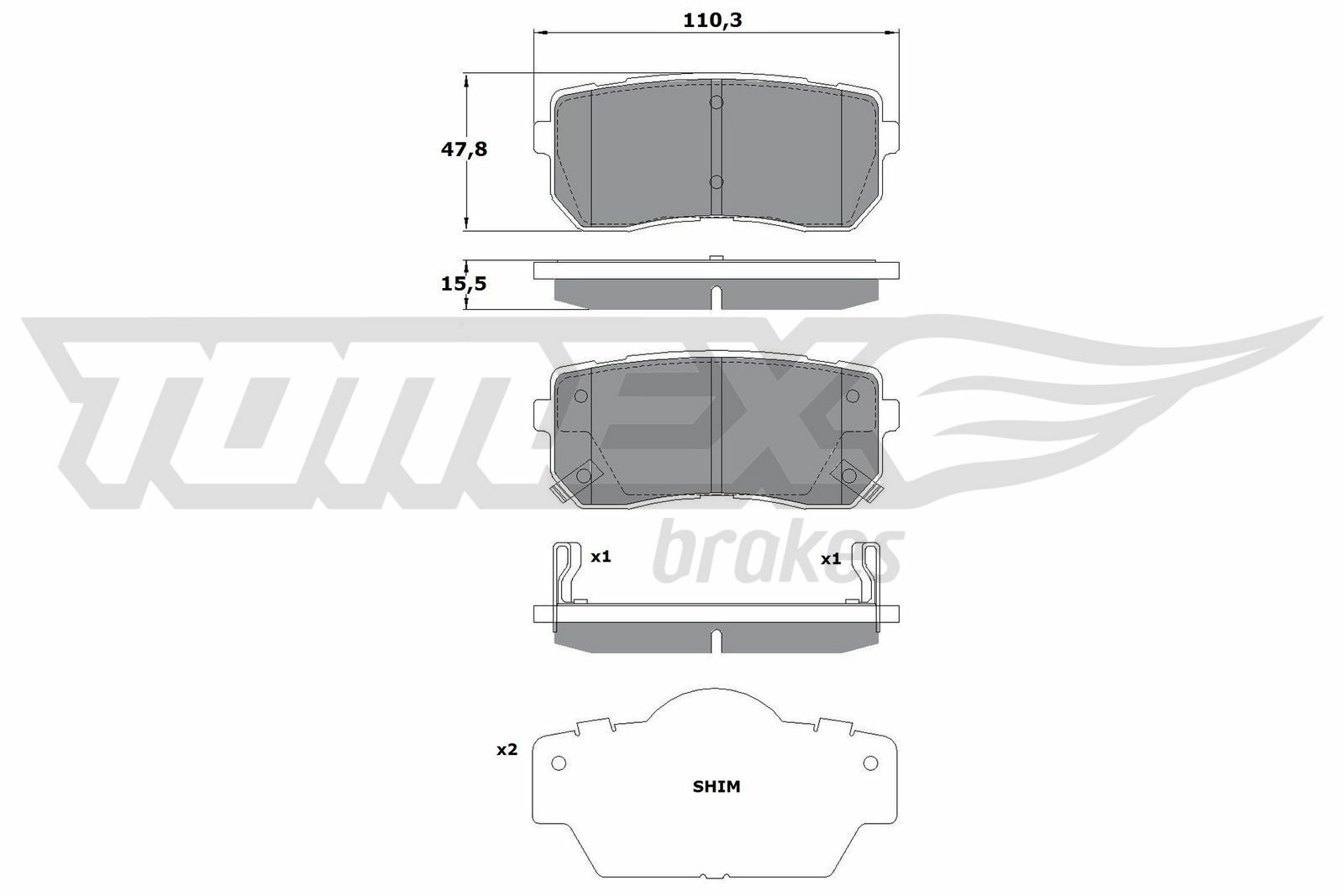 Sada brzdových destiček, kotoučová brzda TOMEX Brakes